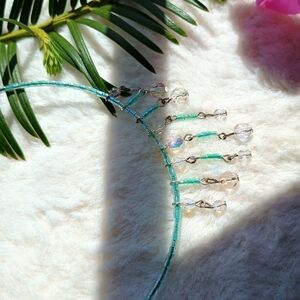 Vintage, Y2K, handmade seed bead and crystal one-size-fits-all necklace, Fairy